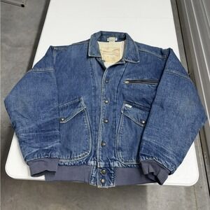 Vintage Georges Marciano for Guess Denim Bomber Jacket Mens XL Blue Made in USA